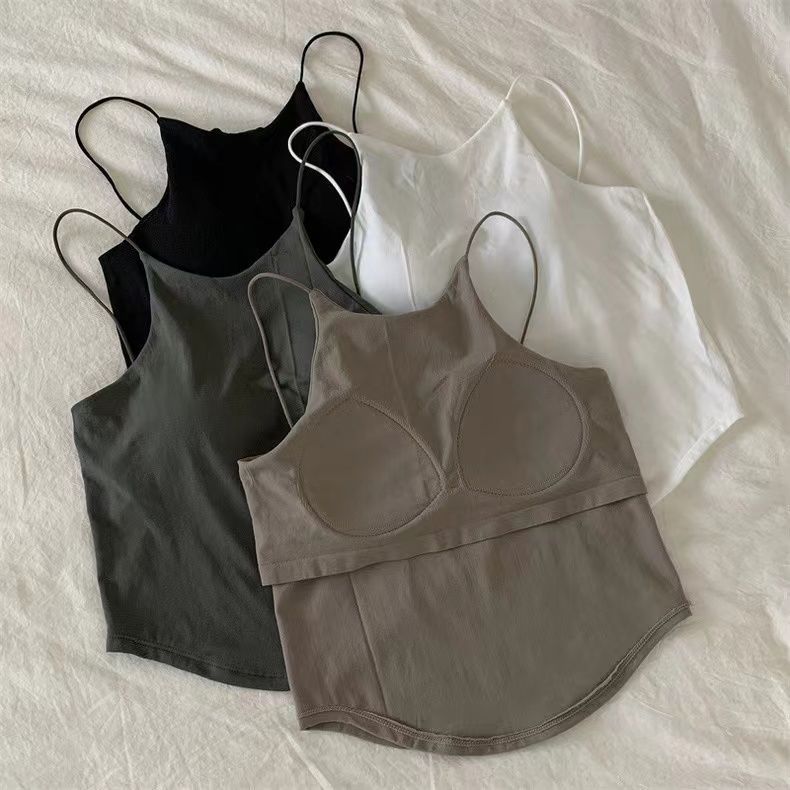 French Chic Camisole Women With Chest Pad