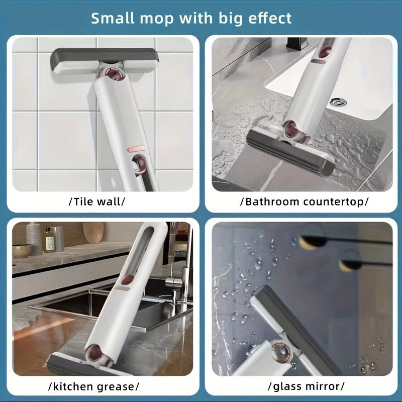 New Portable Self-Squeeze Mini Mop, Lazy Hand Wash-Free Strong Absorbent Mop Multifunction Portable Squeeze Cleaning Mop Desk Window Glass Cleaner Kitchen Car Sponge Cleaning Mop Home Cleaning Tools