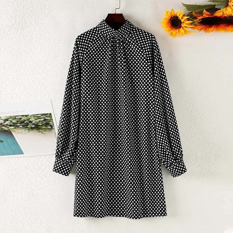 Women’s Polka Dot Print Dress – Long Sleeve Round Neck Spring & Autumn Style | Infinity Bazaar