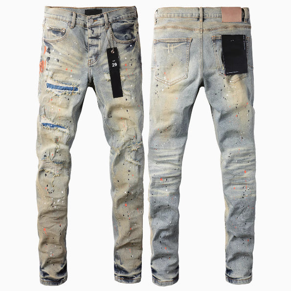 Street Designer Solid Color American Retro Hip Hop Fashion Jeans