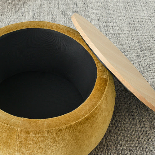 Circular Ottoman Storage Footstool 2-in-1 Function