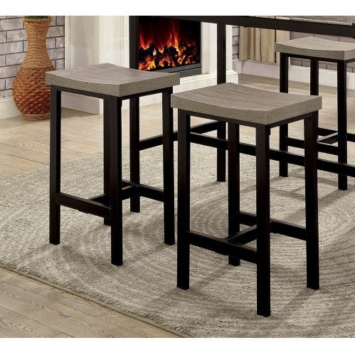 5-Piece Counter Height Dining Table Set – Two-Tone Black & Gray with Metal Frame & PVC Top, Includes 4 Stools | Infinity Bazaar