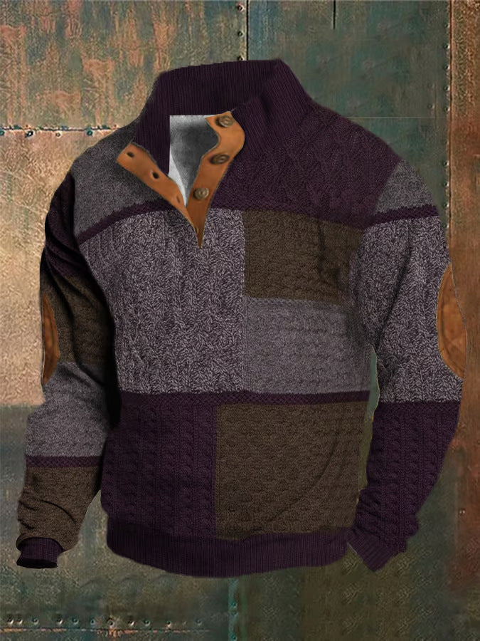 Spring & Autumn Men's Printed Sweater With Buckle