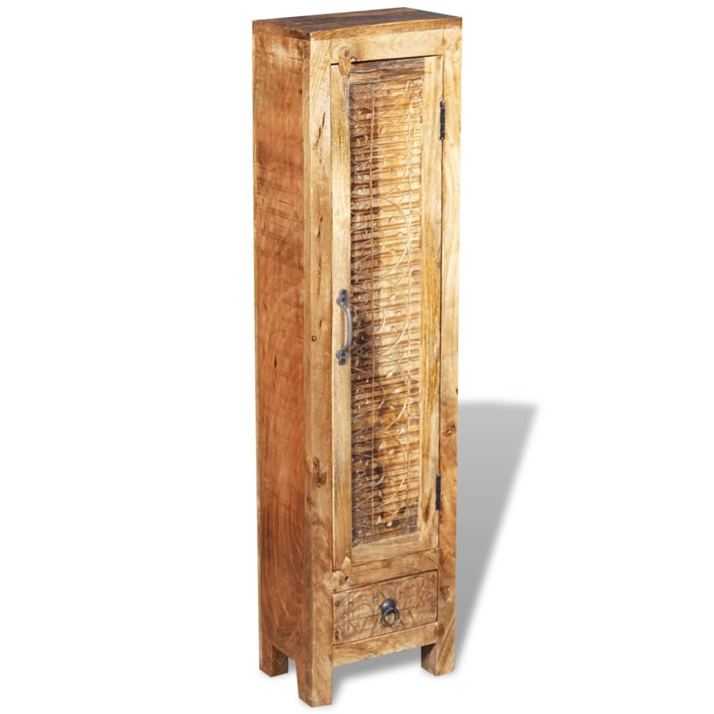 vida XL Vanity Cabinet with Mirror and 2 Side Cabinets Solid Mango Wood