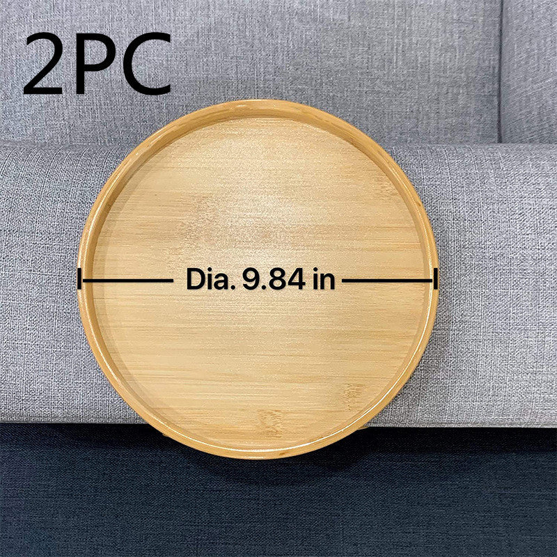Round Storage Bamboo Tray with Legs – Foldable Sofa Tray for Convenient Storage