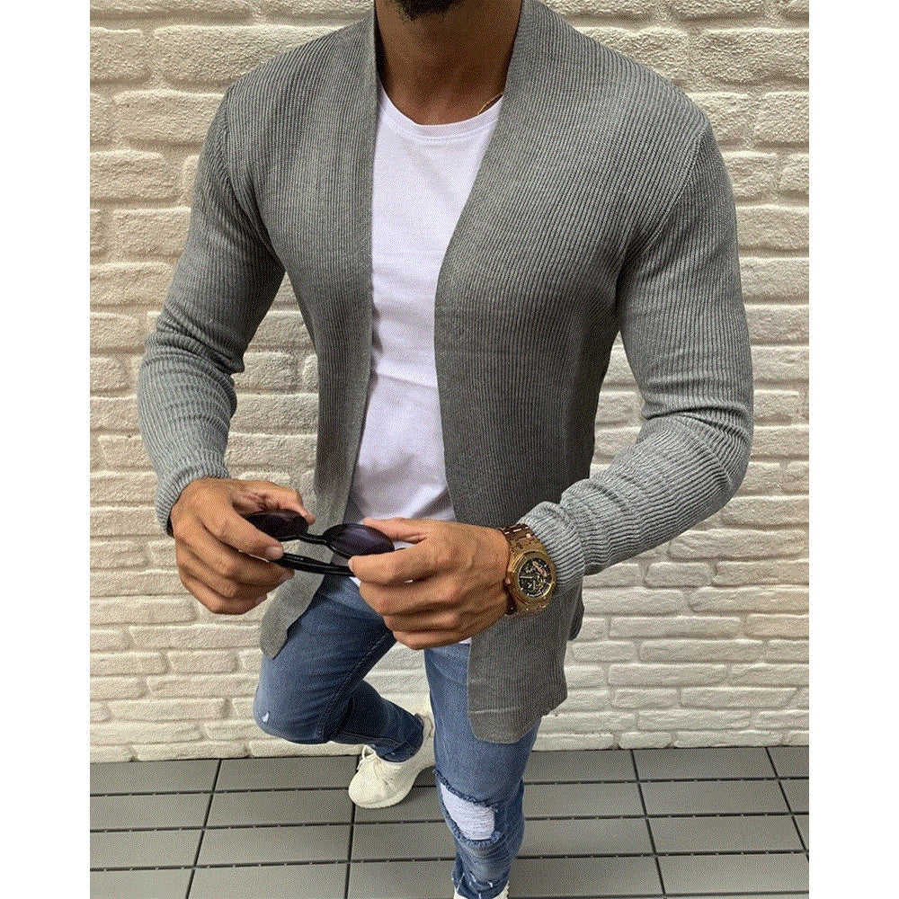 Men's long sleeve knitted cardigan jacket