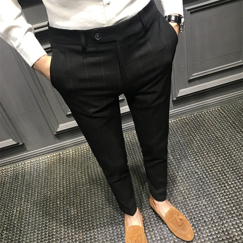 Spring Plaid Casual Suit Pants