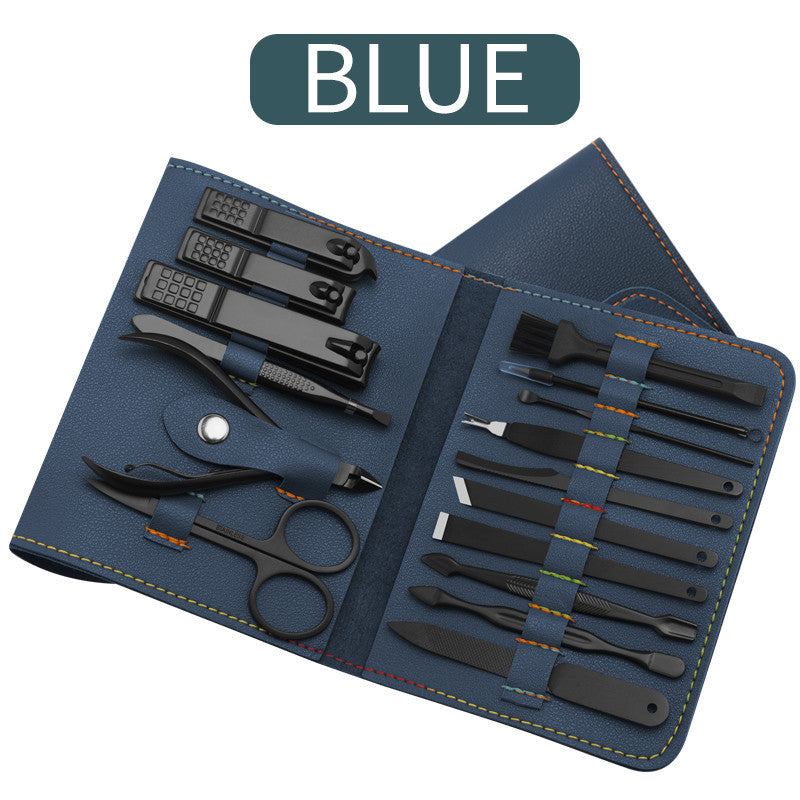 16-Piece Professional Manicure Pedicure Kit – Stainless Steel Grooming Set with PU Leather Case | Infinity Bazaar