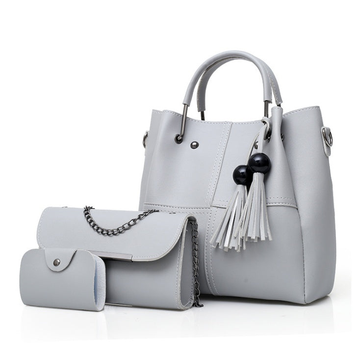 European and American fashion single shoulder Messenger women's three-piece tassels bag purse and wallet
