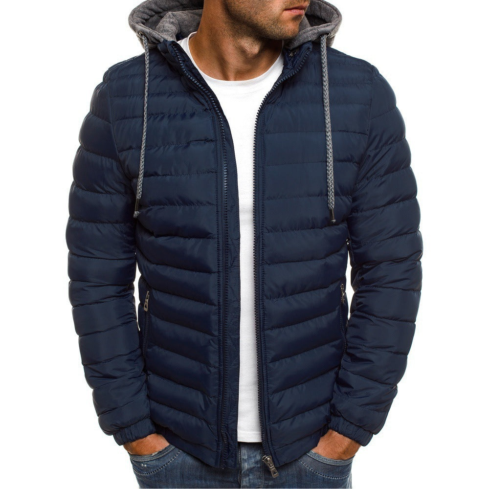 Pure Color Cardigan Hooded Cotton Jacket