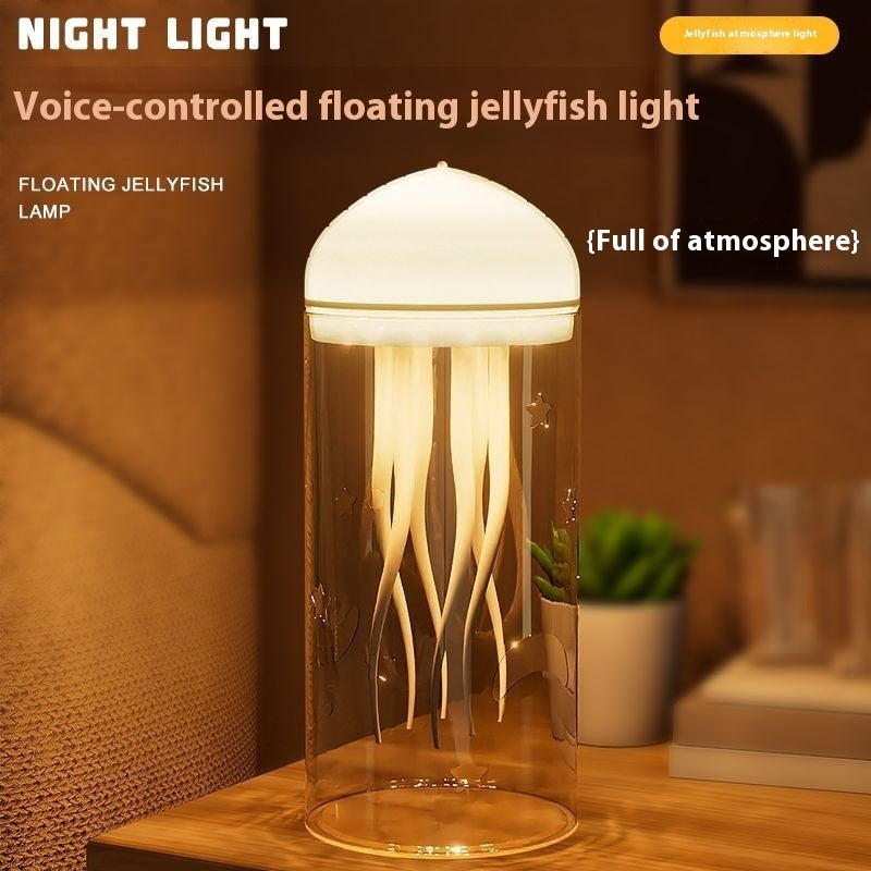 3D Creative Floating Jellyfish Night Lamp – Voice-Controlled LED Ambience Light with Handle Stick Option | Infinity Bazaar