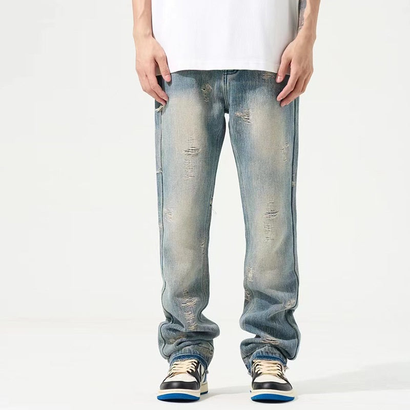 Retro Washed Make Old Ripped Jeans