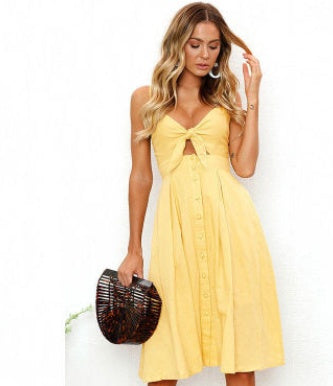Women’s Sleeveless Backless Summer Party Dress with Bow Strap Detail | Infinity Bazaar