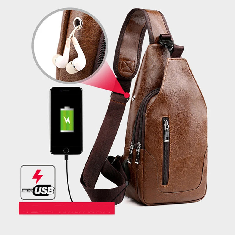 Men's Luxury Leather Messenger Crossbody bag