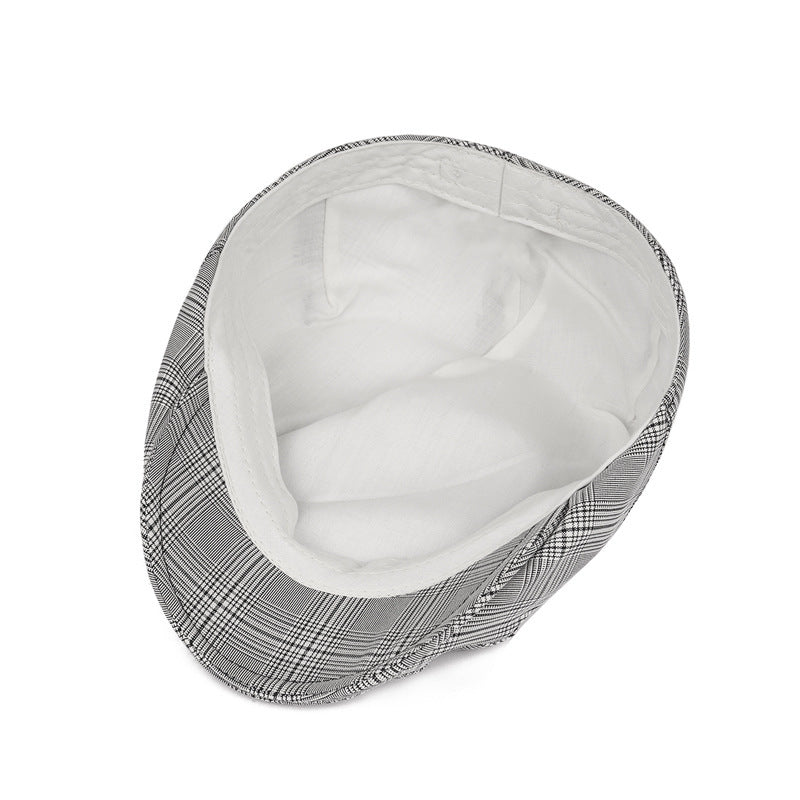 British Plaid Beret Hat Men's Forward Hat Wholesale Casual Retro Duck Tongue Old Man Hat Day Thin Spring And Summer Tide
