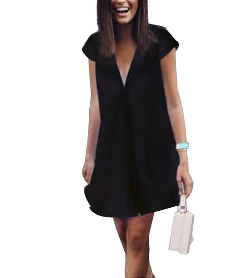Women’s Summer V-Neck Cotton T-Shirt Dress Two-Piece Set | Infinity Bazaar