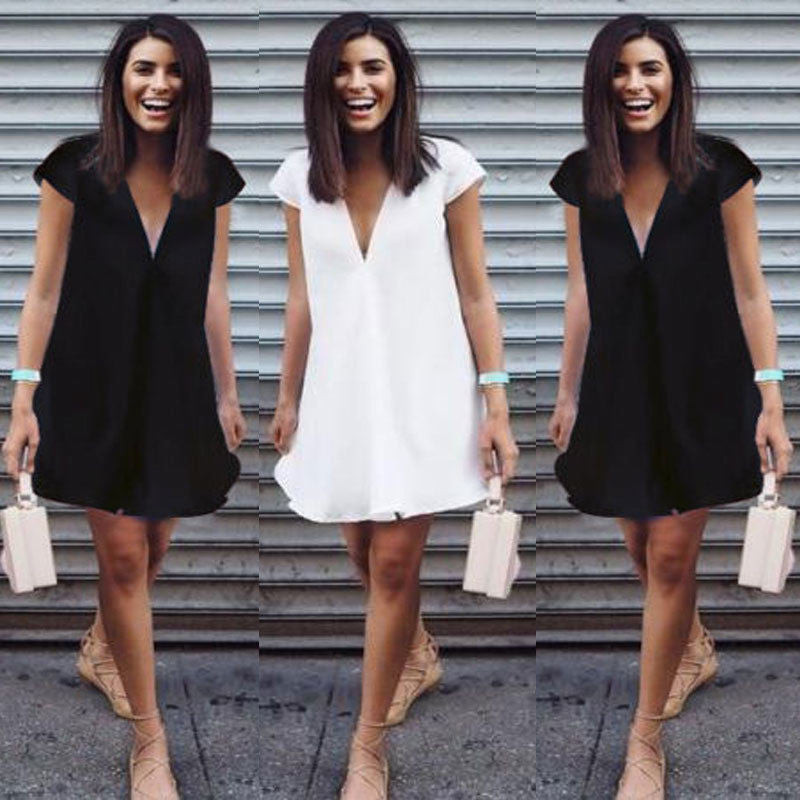 Women’s Summer V-Neck Cotton T-Shirt Dress Two-Piece Set | Infinity Bazaar