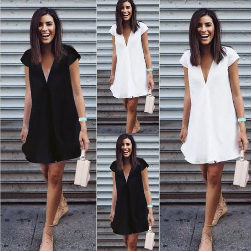 Women’s Summer V-Neck Cotton T-Shirt Dress Two-Piece Set | Infinity Bazaar