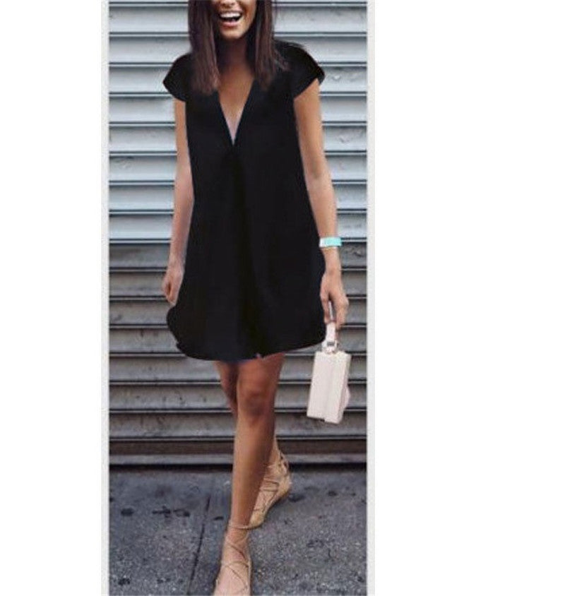 Women’s Summer V-Neck Cotton T-Shirt Dress Two-Piece Set | Infinity Bazaar