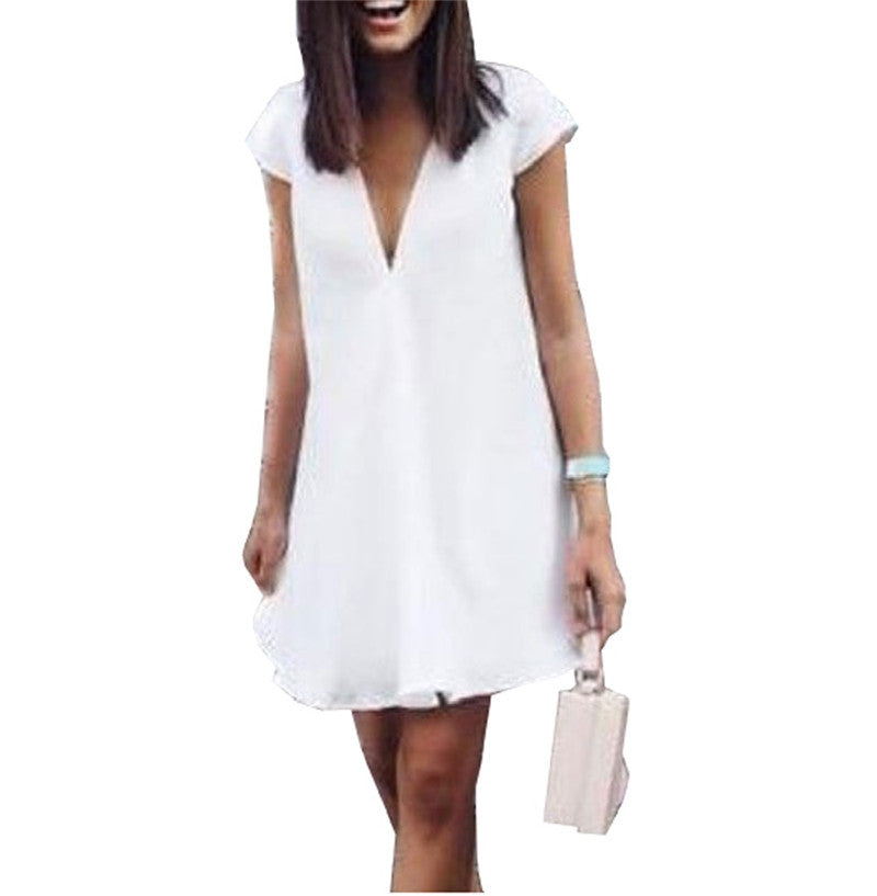 Women’s Summer V-Neck Cotton T-Shirt Dress Two-Piece Set | Infinity Bazaar