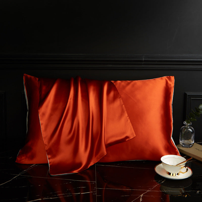 Silk Pillowcase Pure Color Silk Pillow Single Plain Color Pillow