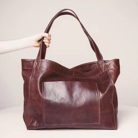 Women's Large Capacity Oil Wax Shoulder Bag