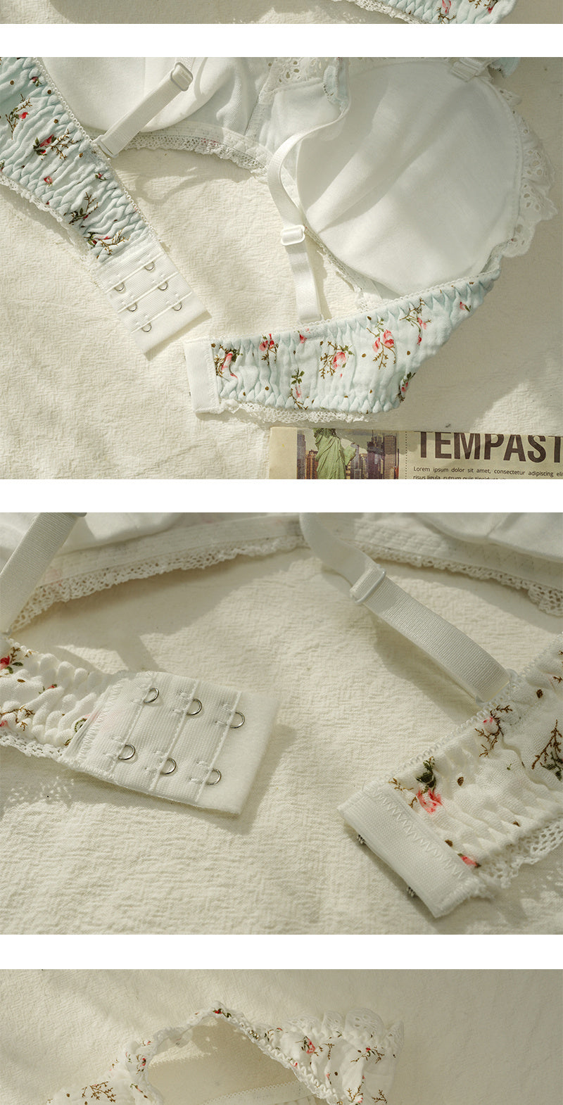 Elegant French Floral Cotton Retro Cotton Underwear Set