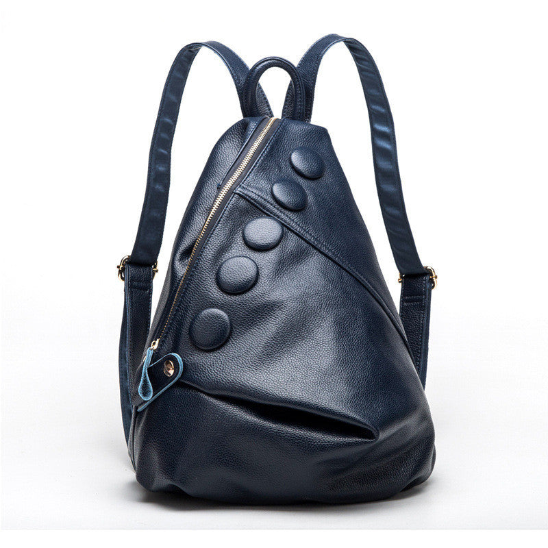 Genuine Litchi Leather textured Preppy Backpack