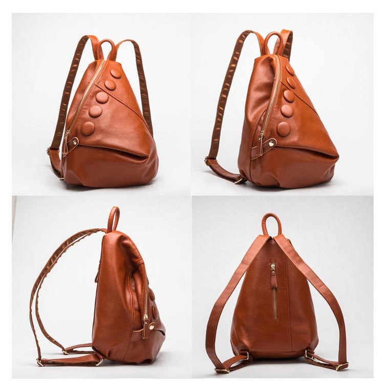 Genuine Litchi Leather textured Preppy Backpack