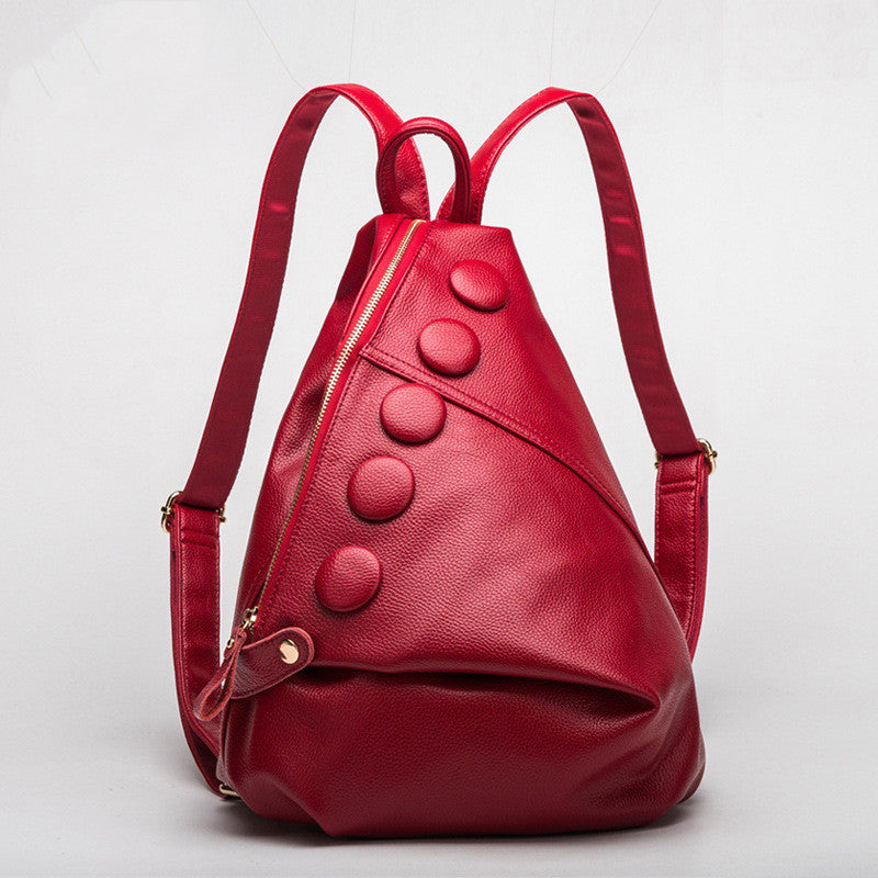 Genuine Litchi Leather textured Preppy Backpack