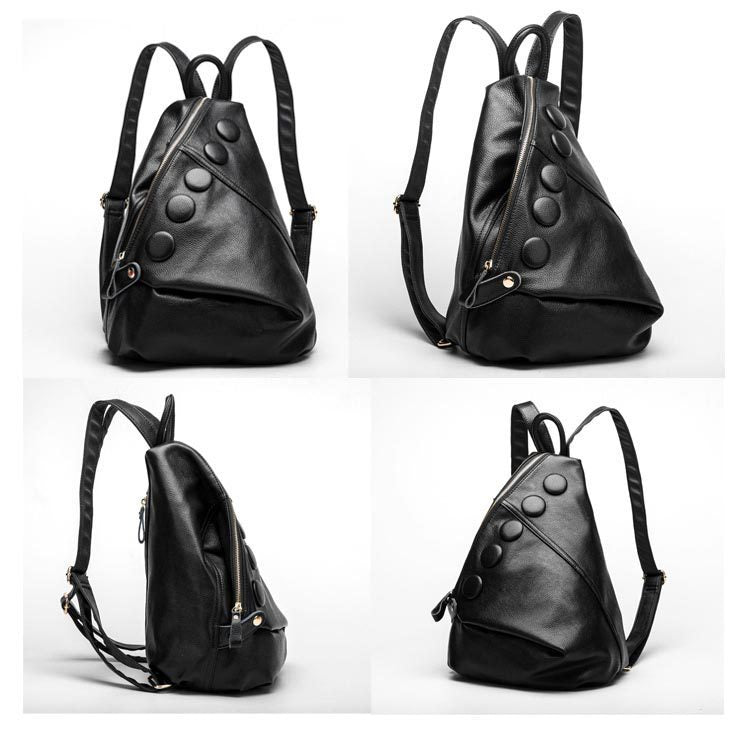 Genuine Litchi Leather textured Preppy Backpack