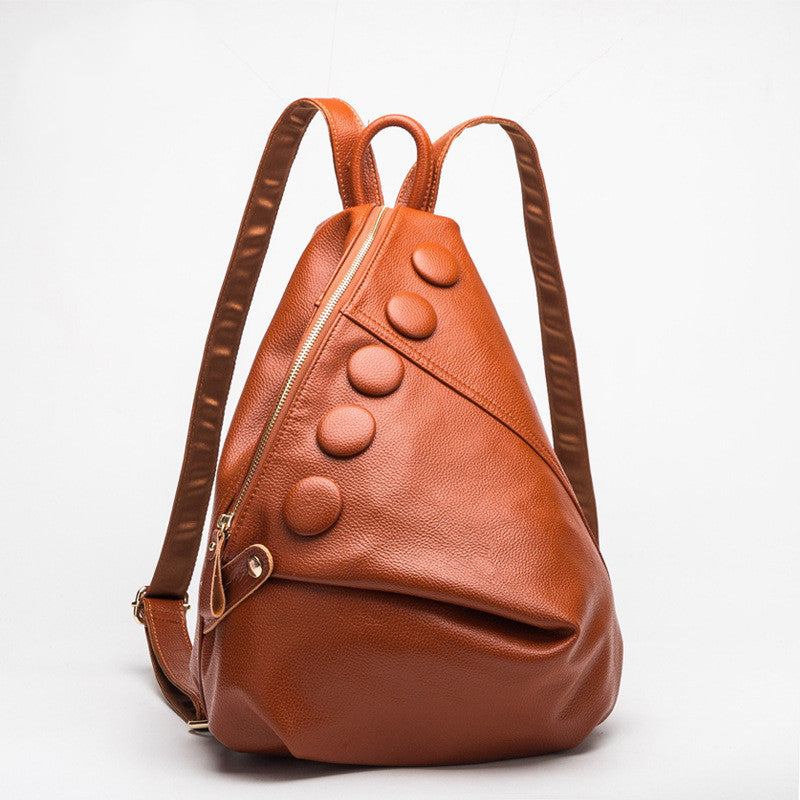 Genuine Litchi Leather textured Preppy Backpack