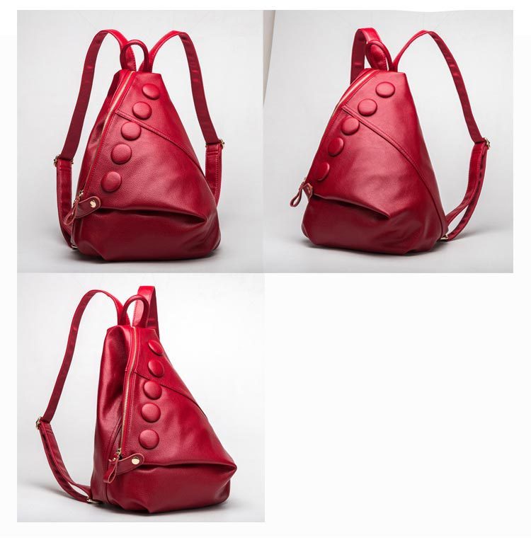 Genuine Litchi Leather textured Preppy Backpack