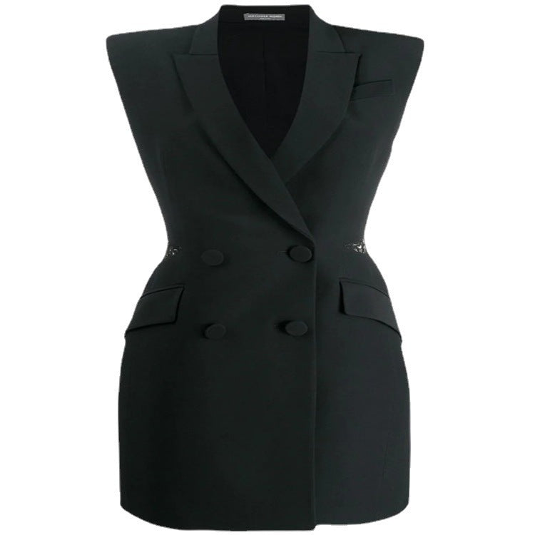 Women’s Summer Double-Breasted Slim Mini Dress with Back Splicing | Infinity Bazaar