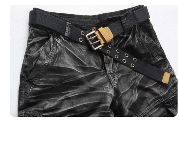 Men's Washed Cotton Cargo Casual Shorts