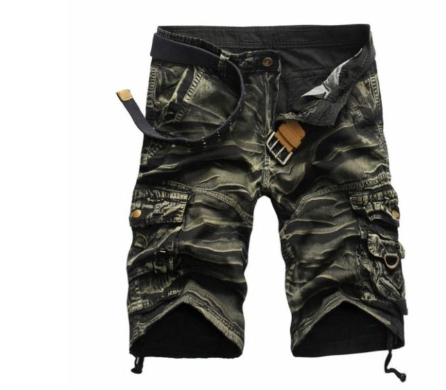 Men's Washed Cotton Cargo Casual Shorts