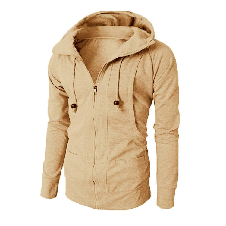 Fitness Leisure Jacquard Sweater Fleece Cardigan Hooded Jacket