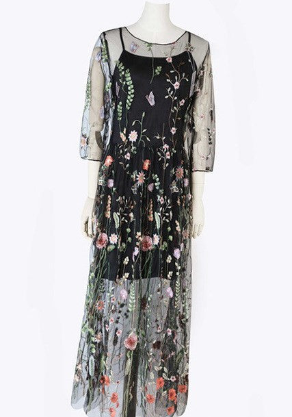 Women’s Floral Boho Two-Piece Mesh Lace Dress | Infinity Bazaar