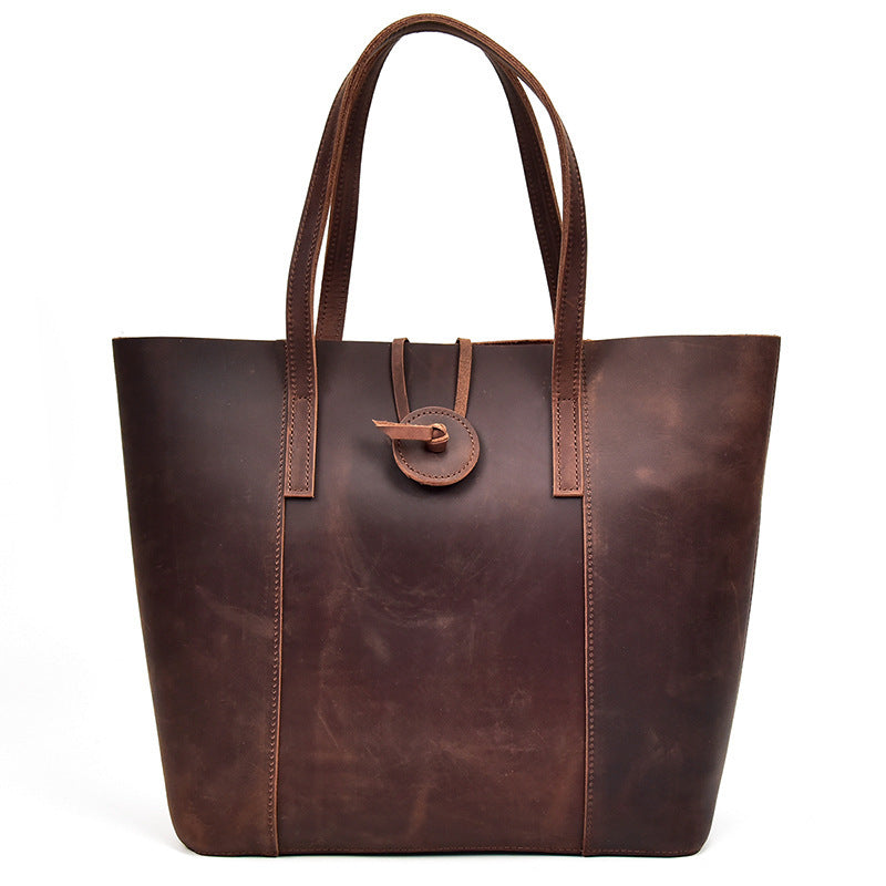Crazy Horse Genuine Retro Leather Clutch Tote Bags