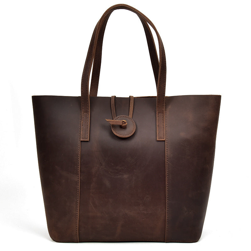 Crazy Horse Genuine Retro Leather Clutch Tote Bags