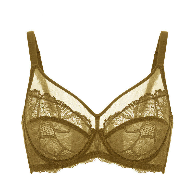 Ultra-thin Bra Underwear Women's Thin, Big Breasts Show Small Shrinking Breasts, Large Size Cups