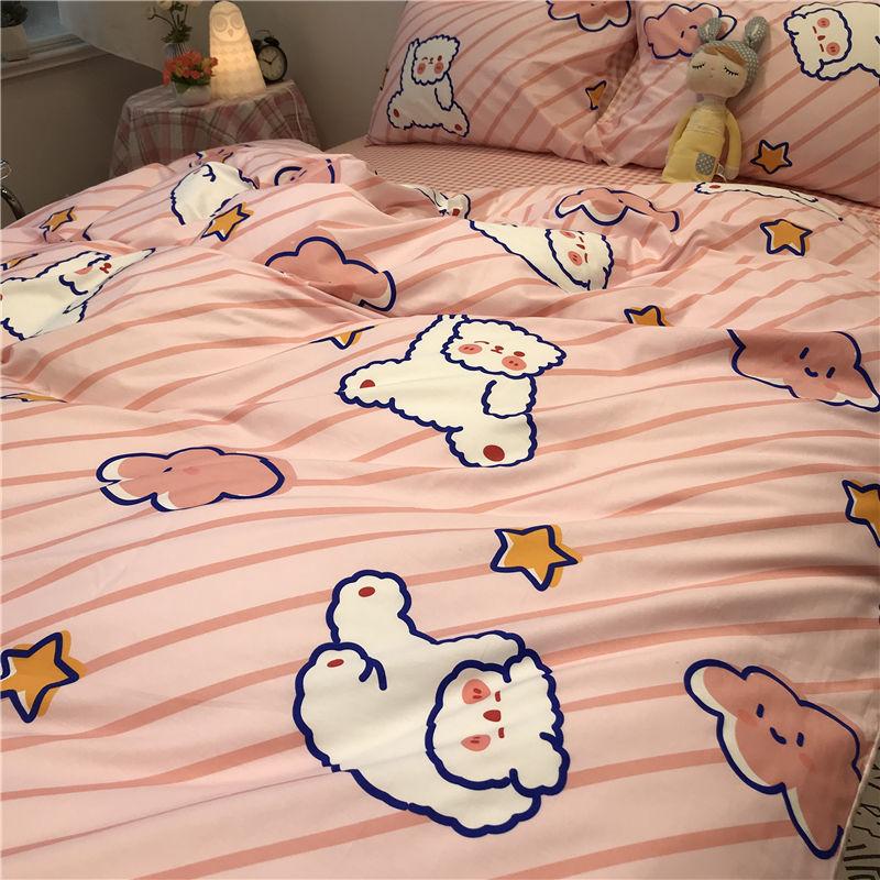 Three-Piece Set Of Single Bed Sheets In Student Dormitory