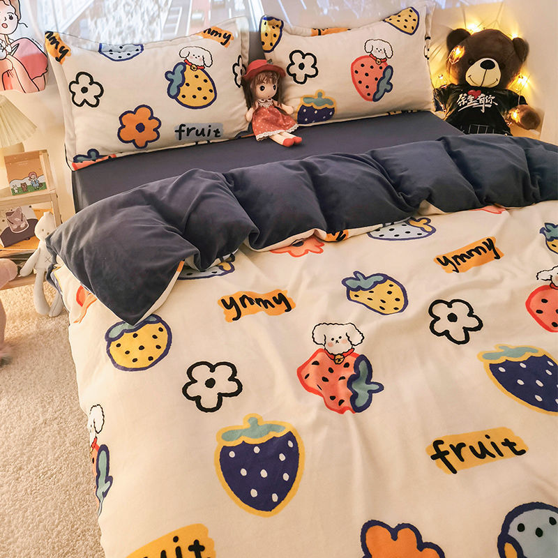 Three-Piece Set Of Single Bed Sheets In Student Dormitory