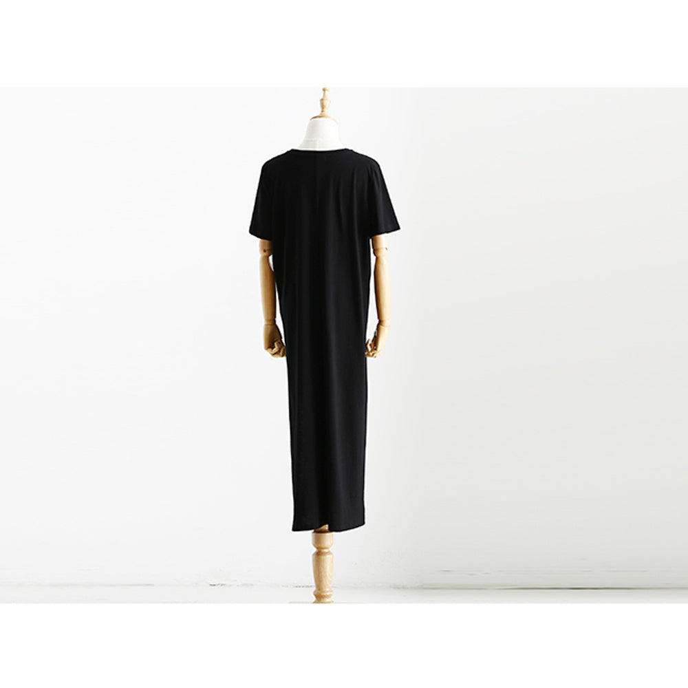 Women’s Casual Long Black Cotton Dress | Infinity Bazaar
