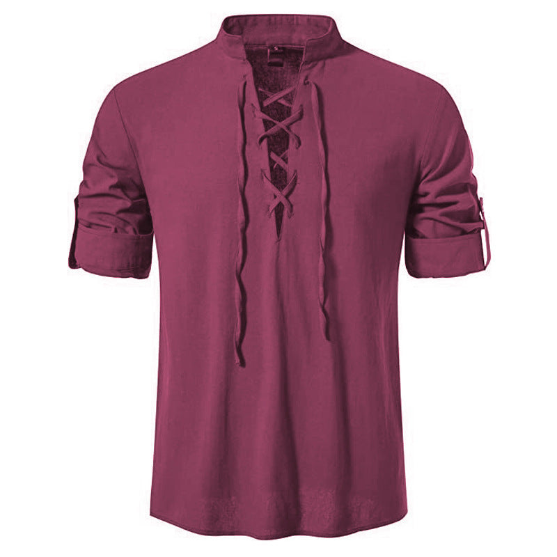 Long Sleeve Cotton And Linen Shirt