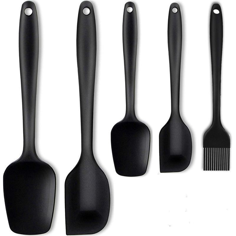 5-Piece Silicone Spatula Set – Heat-Resistant Baking Tools with Oil Brush, Nonstick & Flexible | Black Gift Box | Infinity Bazaar