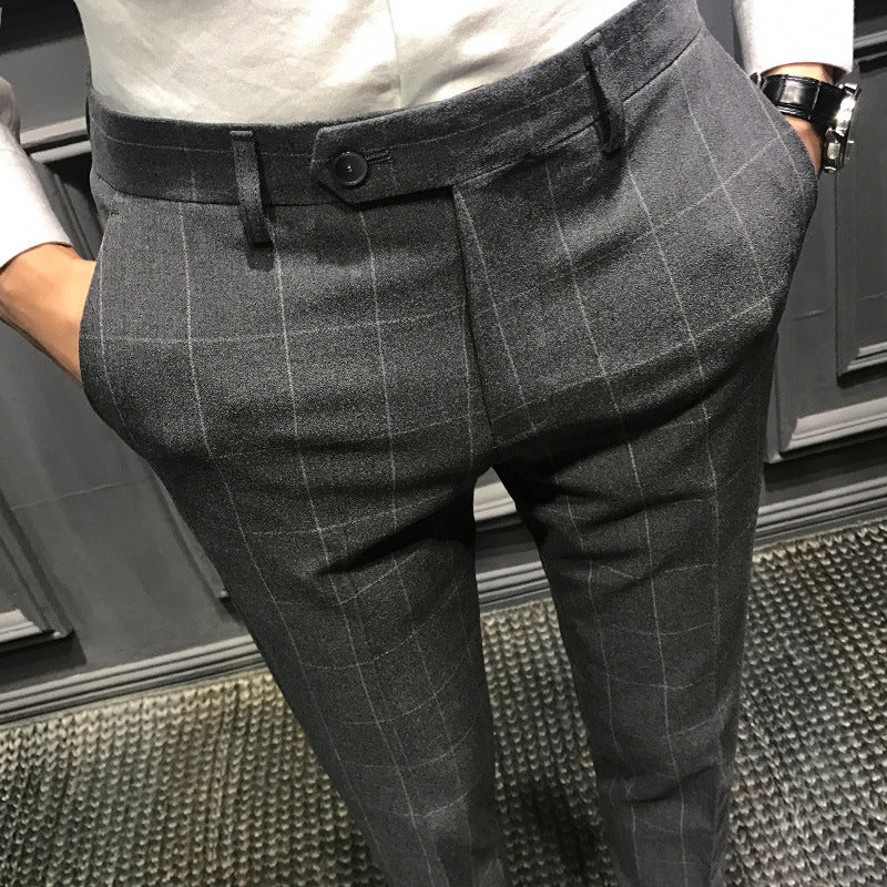 Spring Plaid Casual Suit Pants