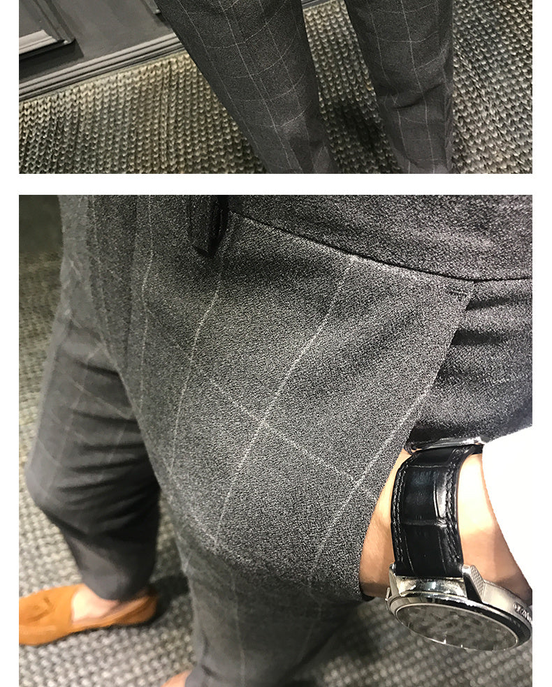 Spring Plaid Casual Suit Pants
