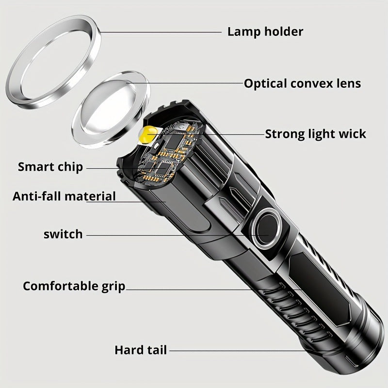 Outdoor & Household & Camping - Usb Rechargeable Zoom Led Power Torch