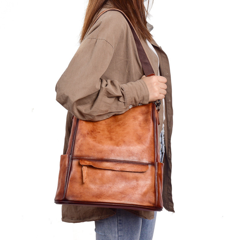 Genuine Cowhide Leather Anti Theft Travel Backpack